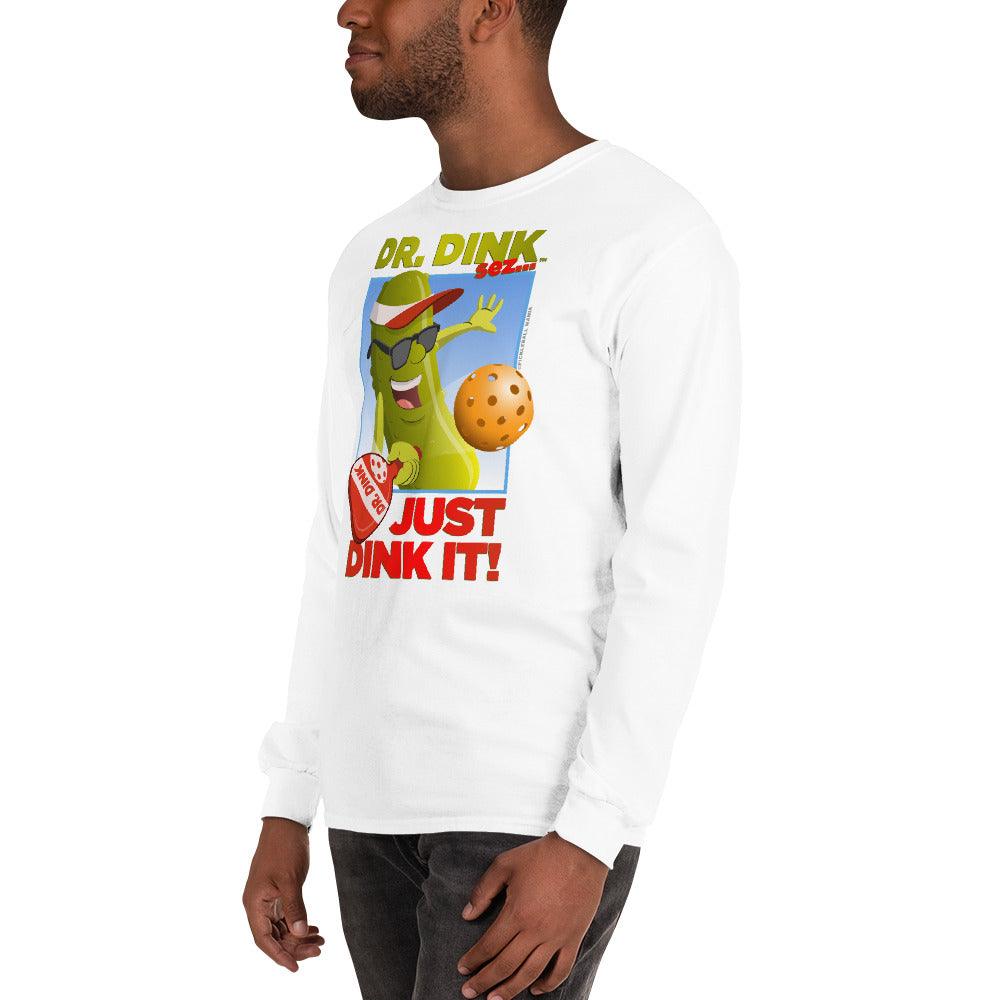 100% Cotton Long Sleeve Pickleball T-Shirt - "Just Dink It!" - DocDink.com