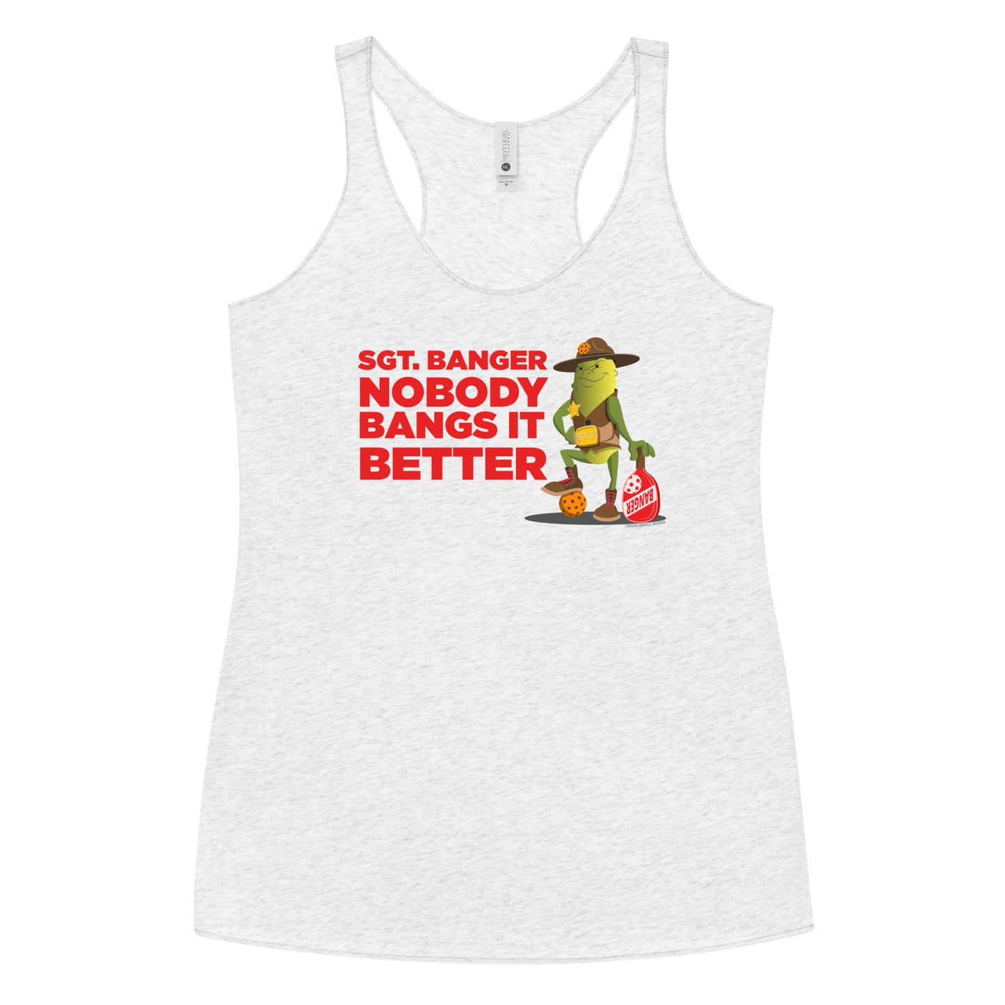 Women's Racerback Pickleball Tank Top - "Nobody Bangs it Better!" - DocDink.com