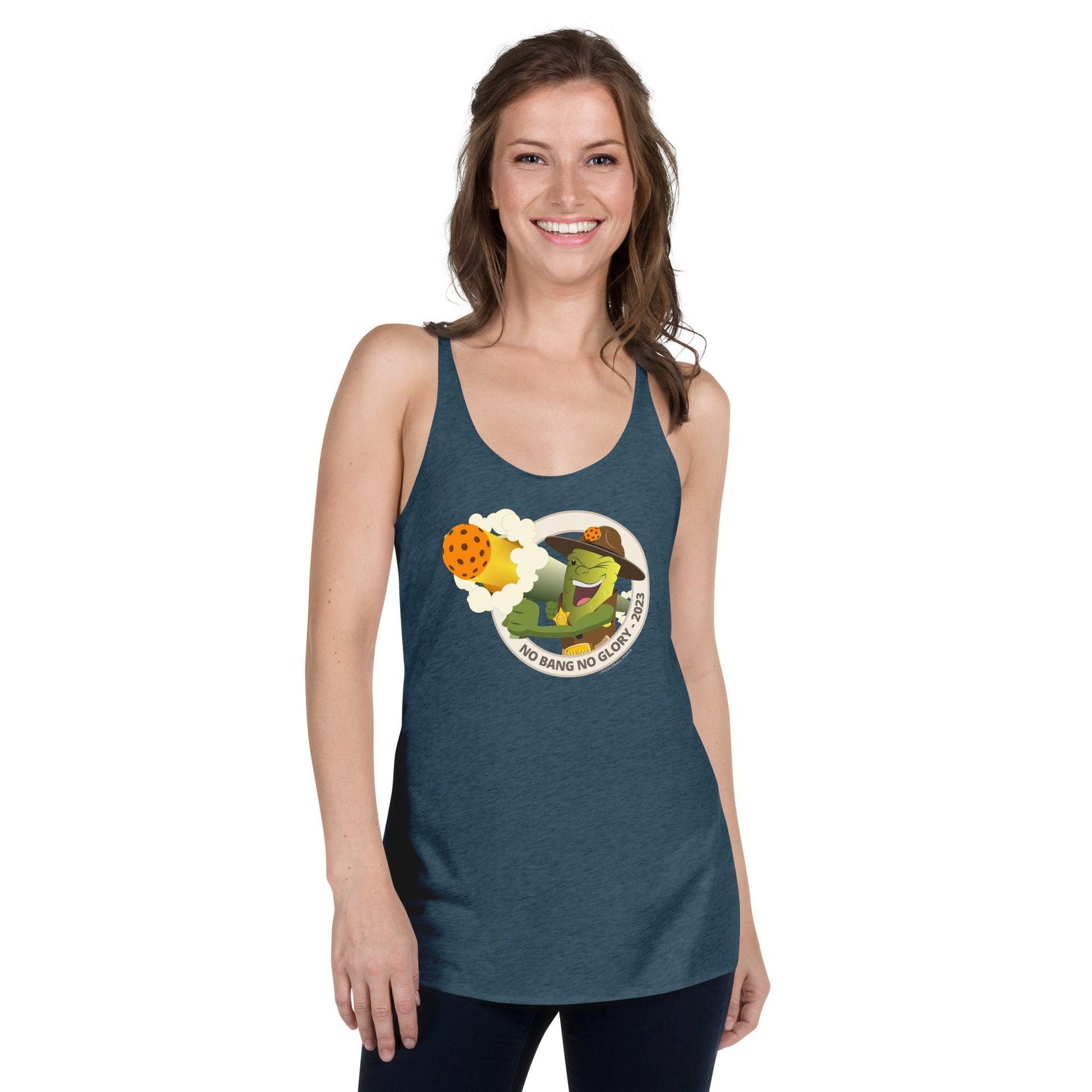 Women's Racerback Pickleball Tank Top - "No Bang, No Glory" - DocDink.com