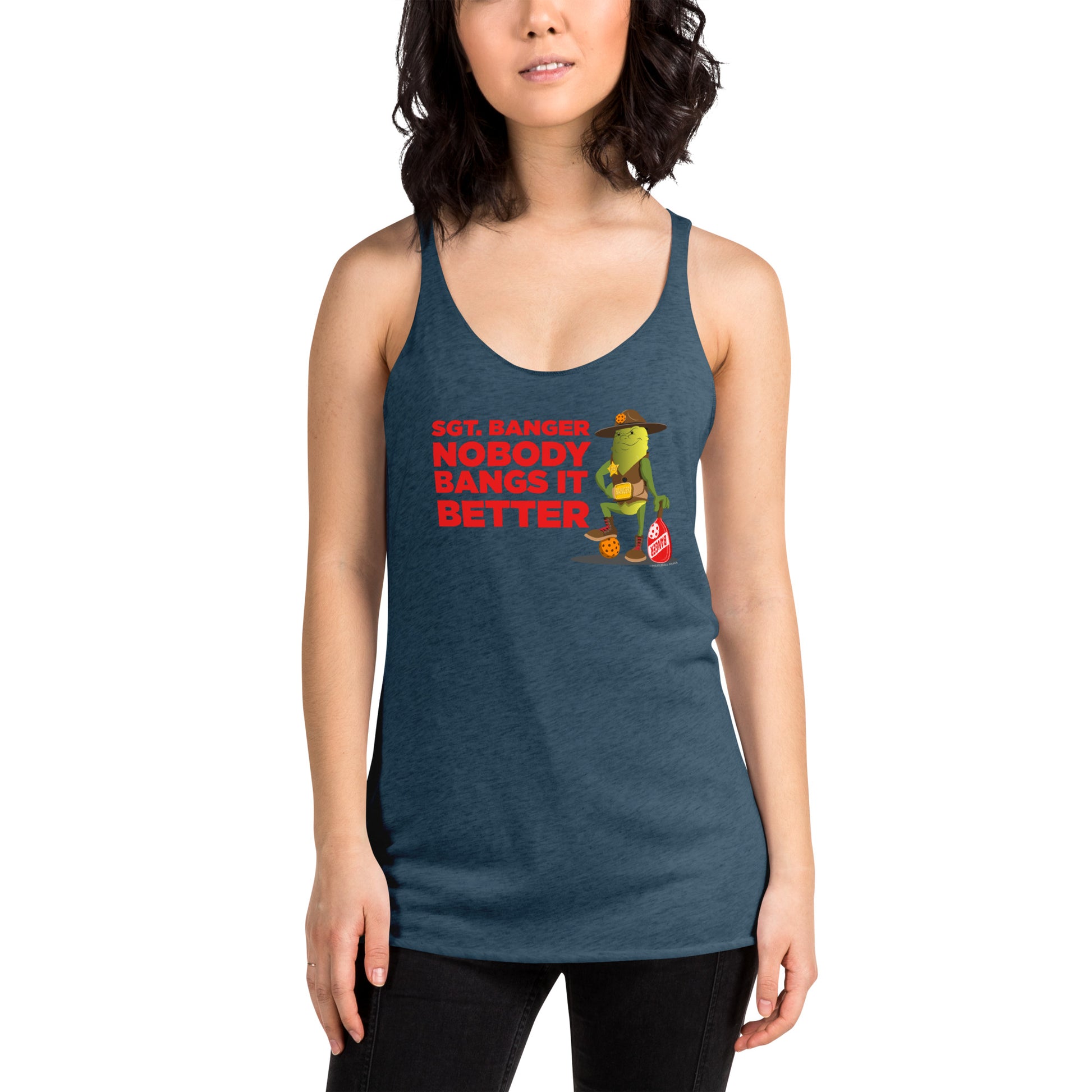 Women's Racerback Pickleball Tank Top - "Nobody Bangs it Better!" - DocDink.com