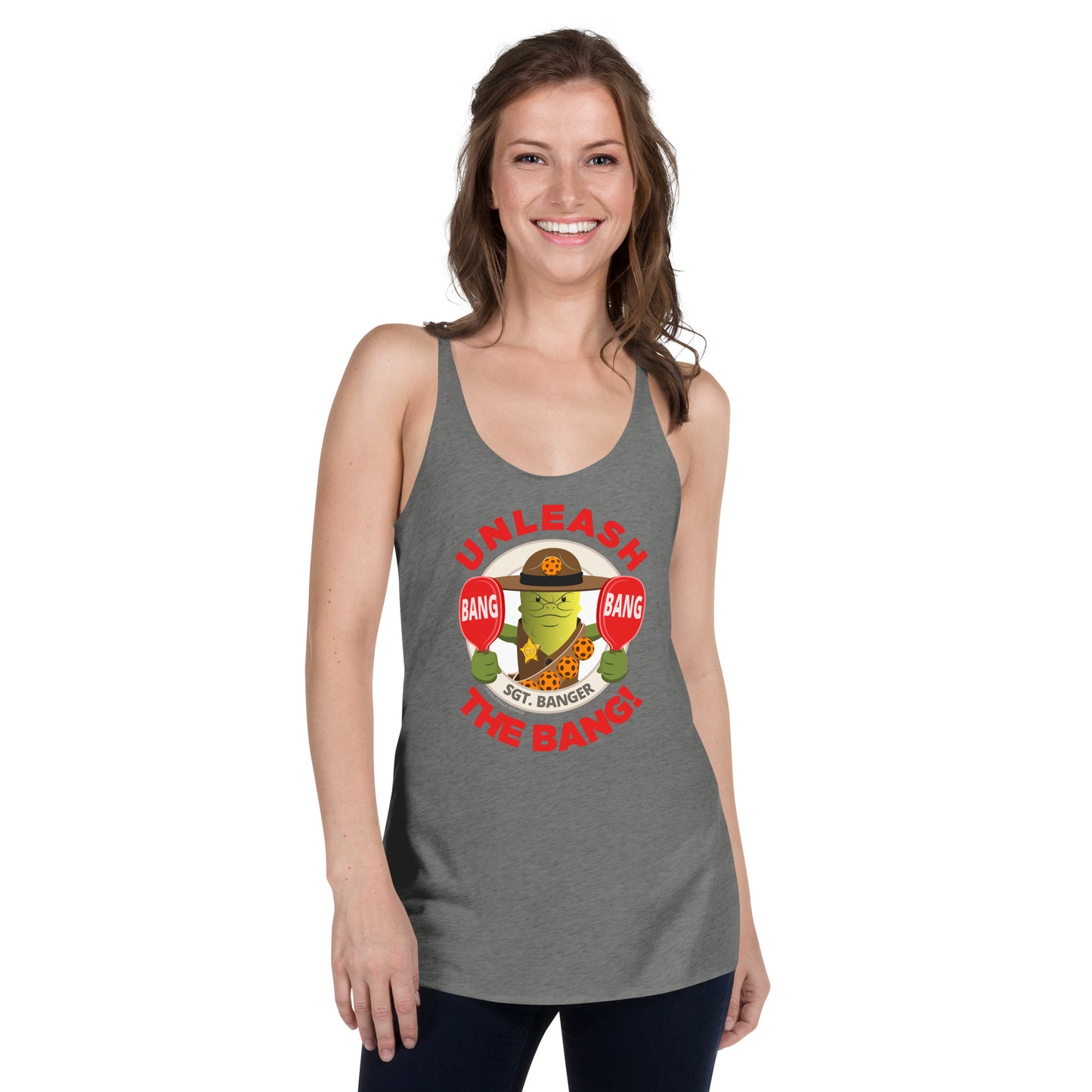 Women's Racerback Pickleball Tank Top - "Unleash the Bang!" - DocDink.com