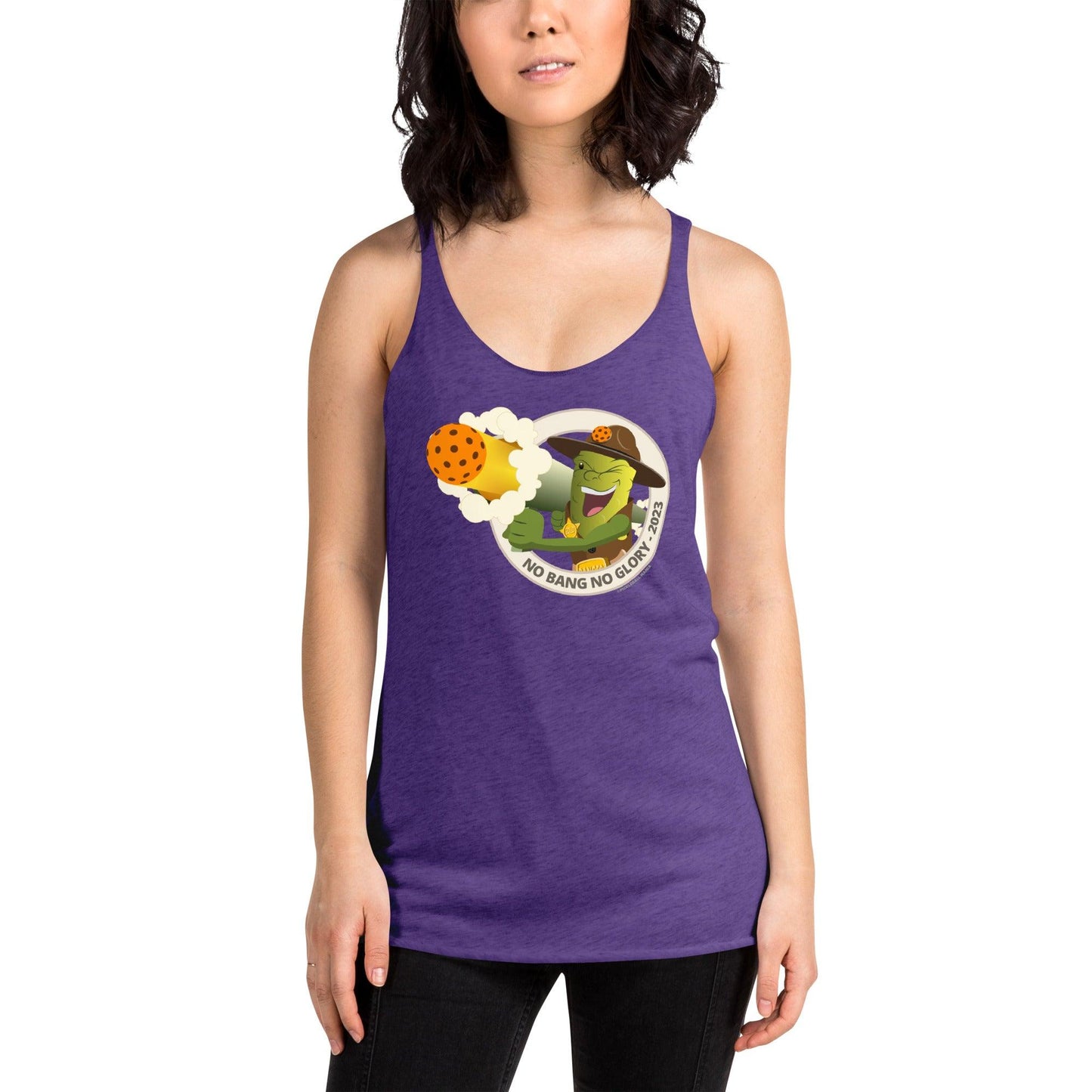 Women's Racerback Pickleball Tank Top - "No Bang, No Glory" - DocDink.com