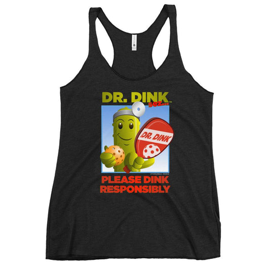 Women's Racerback Pickleball T-Shirt - "Please Dink Responsibly!" - DocDink.com