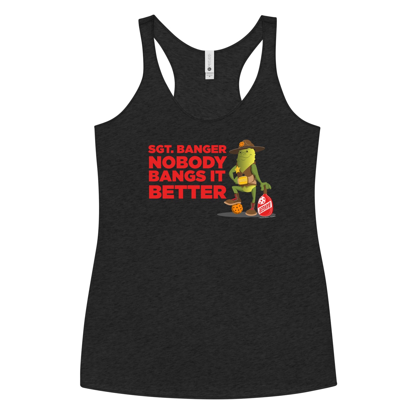 Women's Racerback Pickleball Tank Top - "Nobody Bangs it Better!" - DocDink.com