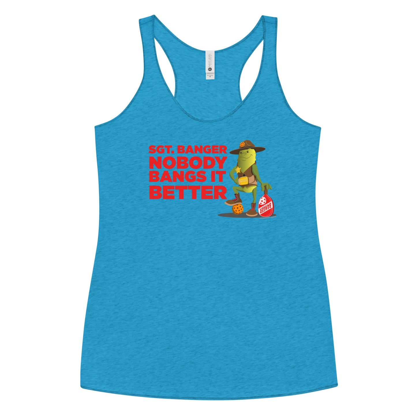 Women's Racerback Pickleball Tank Top - "Nobody Bangs it Better!" - DocDink.com